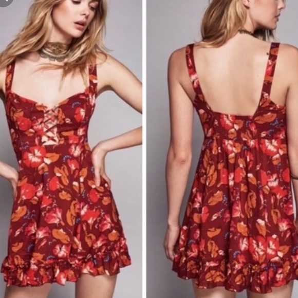 Free People Dresses & Skirts - 😍Red floral free people mini dress😍